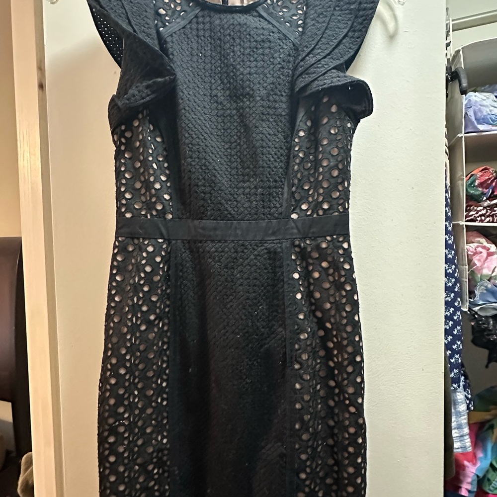 BCBGMaxAzria Black Textured Mini Dress